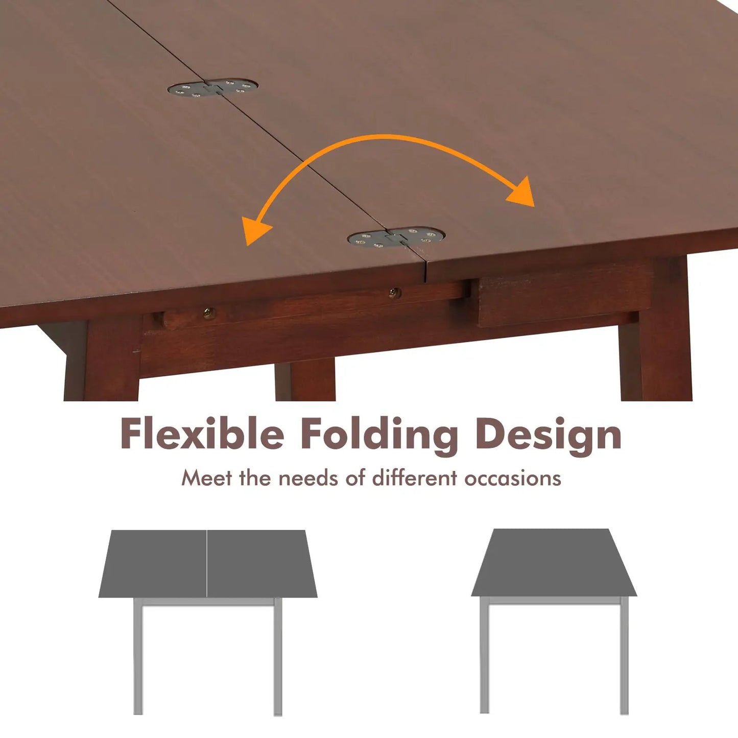 Mid Century extendable folding dining table for 4 in brown wood DirectDeals on Tampa Store on Tampa Home & Garden Store