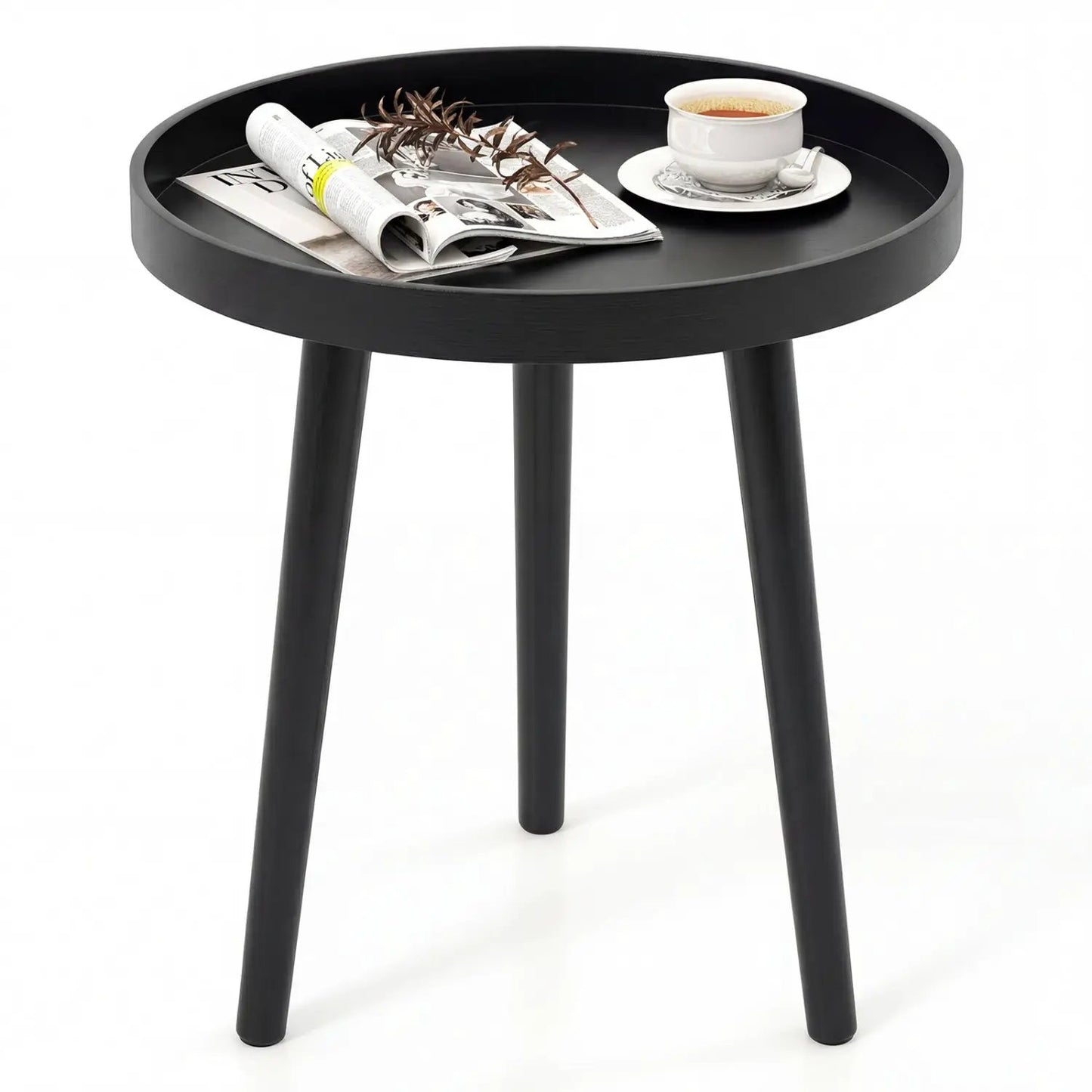 Round Side Sofa Coffee Table with Wooden Tray - Tampa Home & Garden Store