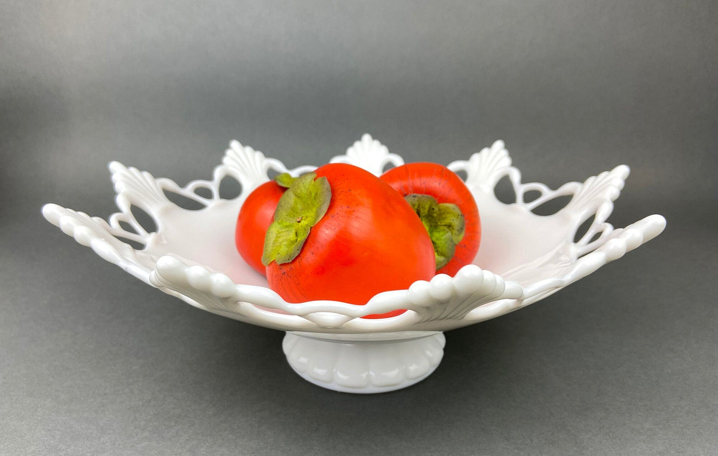 Milk Glass Bowl with Open Lace Edge. Large Footed Fruit or Candy Bowl. Westmoreland Collectible Display or Wedding Reception. - Tampa Home & Garden Store