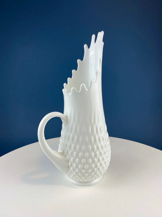 Milk Glass Hobnail Splash Vase. Fenton White Glass Flower Vase with Rims that Looks Like Splash. Collectible Vase. Wedding Gift. - Tampa Home & Garden Store