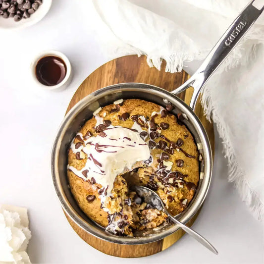 Mini frying pan CRISTEL USA stainless steel handle, dessert cookie and vanilla ice cream on Tampa Home & Garden Store