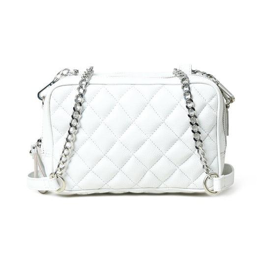 Mini Quilted Crossbody Bag, White - Tampa Home & Garden Store