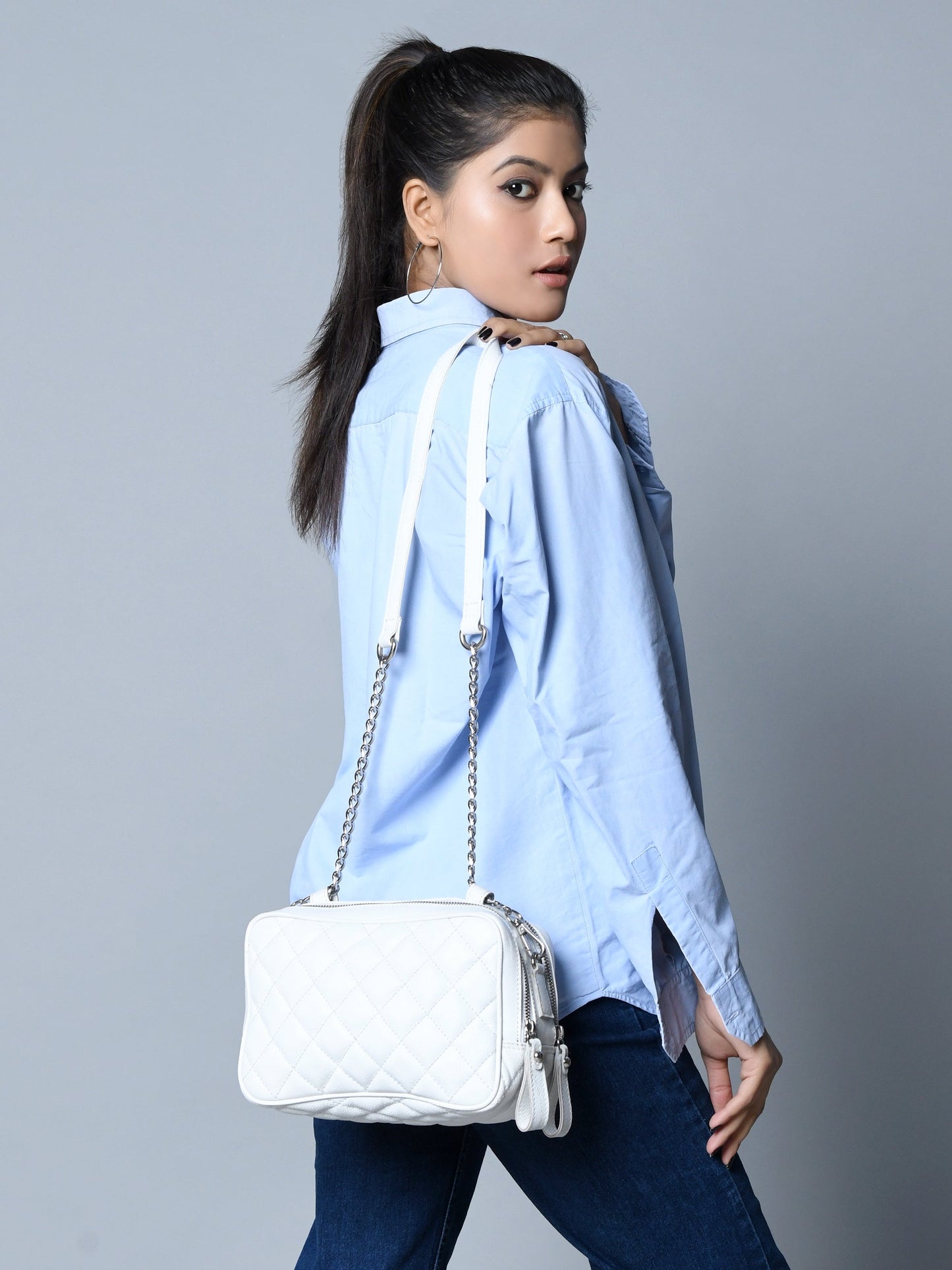 Mini Quilted Crossbody Bag, White - Tampa Home & Garden Store