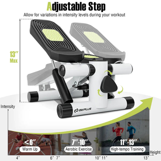 DirectDeals Mini Stepper with Resistance Bands, black/gray dual-pedal with lime footpads on Tampa Home & Garden Store