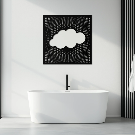 Minimal Cloud Metal Wall Art by Enova Art - black perforated steel cloud silhouette on Tampa Home & Garden Store