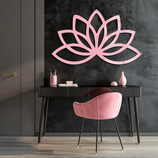Minimal Lotus Silhouette Metal Wall Art pink powder-coated metal by Enova Art on Tampa Home & Garden Store