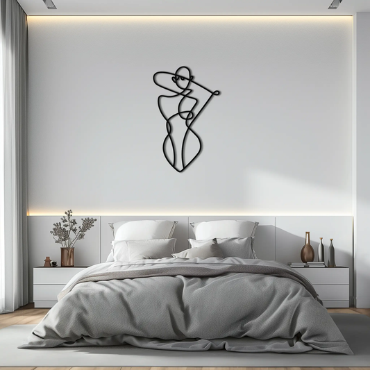Minimalist abstract female form metal wall art, black line sculpture by Enova Art, modern decor on Tampa Home & Garden Store