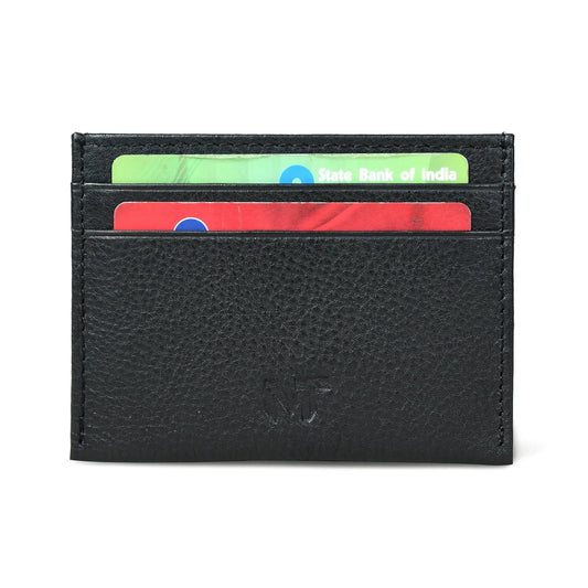 Slim minimalist black leather card holder with multiple slots on Tampa Home & Garden Store