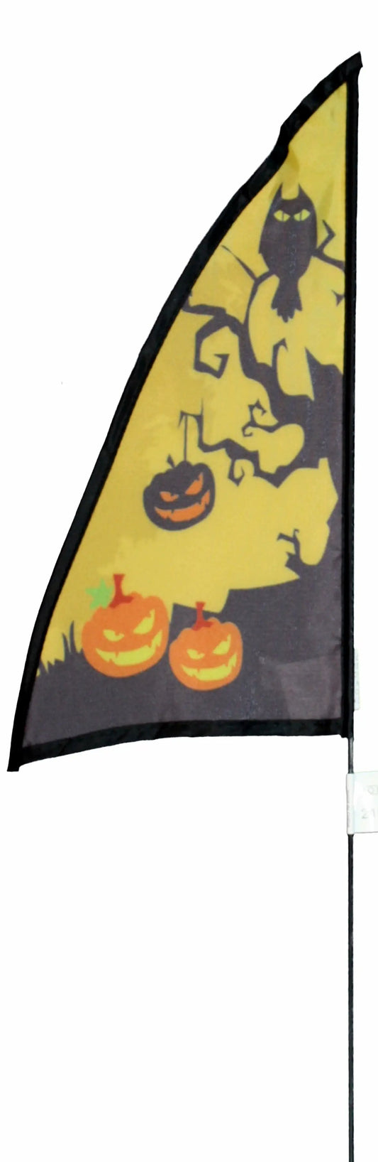Mission Gallery Halloween Banner Flag Witch yellow triangle flag with black border and pumpkins on Tampa Home & Garden Store
