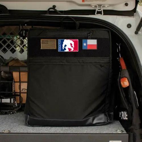 Mobile Operation Bag black nylon tactical gear bag with SquatchSurvivalGear patch on Tampa Home & Garden Store