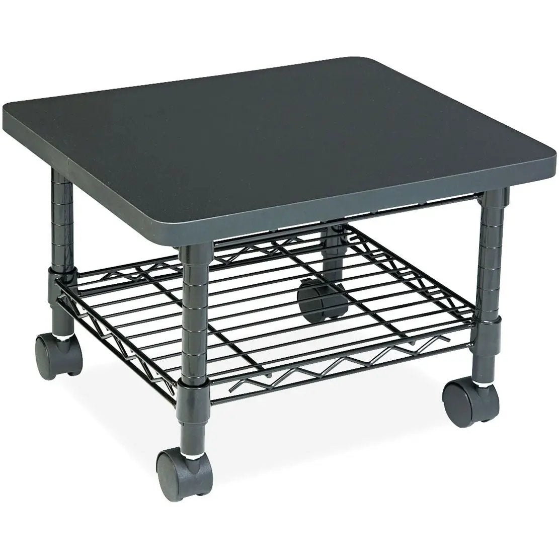 Under Desk Printer Stand with Shelf by HomePacific, dark gray metal frame on four caster wheels on Tampa Home & Garden Store