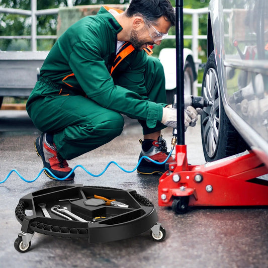 DirectDeals automotive tool creeper with 3 swivel casters, black circular mobile work cart on Tampa Home & Garden Store