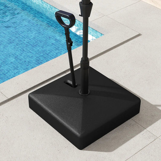 Mobile Patio Umbrella Base Water Sand Fillable Market Table Umbrella Stand with 3 Wheels-Black - Tampa Home & Garden Store