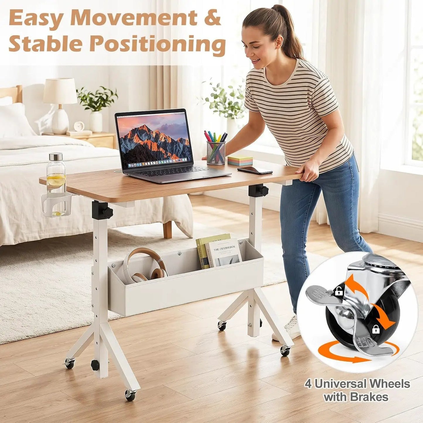 Mobile Standing Desk with Adjustable Height