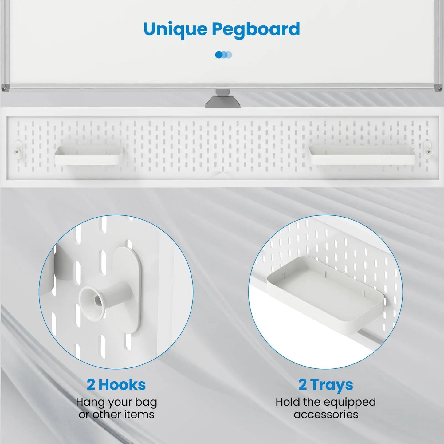 Mobile Whiteboard Adjustable Double-Sided Magnetic Board with Pegboard-White - Tampa Home & Garden Store