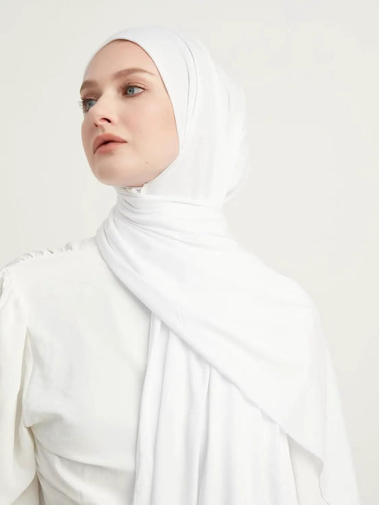 Modefa Jersey Hijab white soft stretchy breathable jersey scarf on Tampa Home & Garden Store