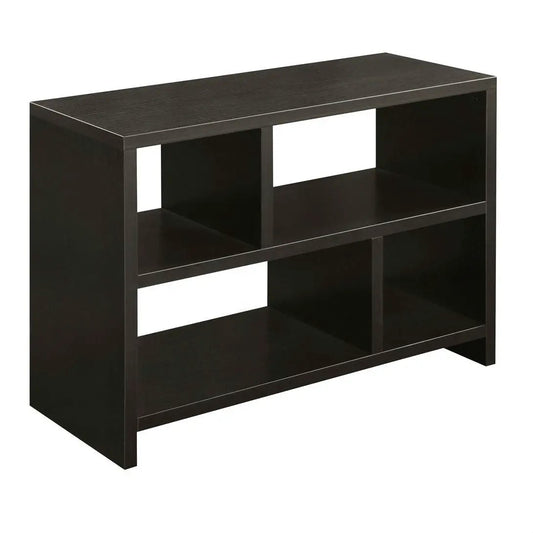 Modern 2 Shelf Bookcase Console Table espresso wood finish with dual open compartments on Tampa Home & Garden Store