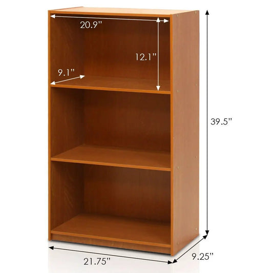 Modern 3-Shelf Bookcase in light cherry wood by HomePacific, 39.5in tall x 21.75in wide on Tampa Home & Garden Store