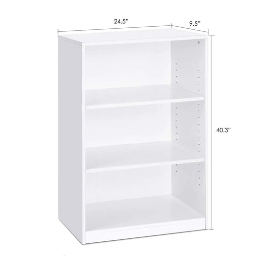 Modern White Wood Finish 3-Shelf Bookcase, 24.5in wide x 40.3in tall on Tampa Home & Garden Store