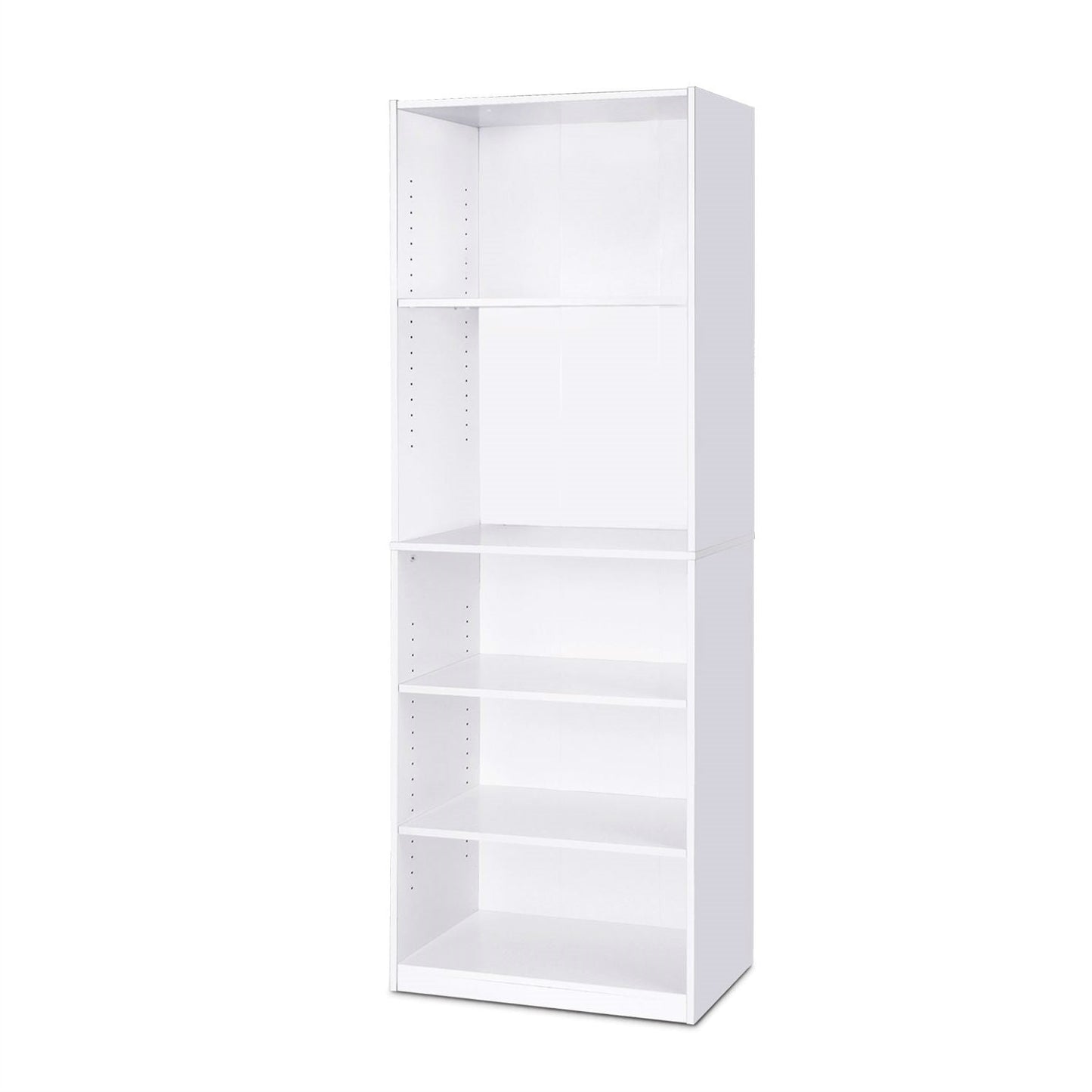 Modern 5-Shelf Bookcase in White Wood Finish - Tampa Home & Garden Store