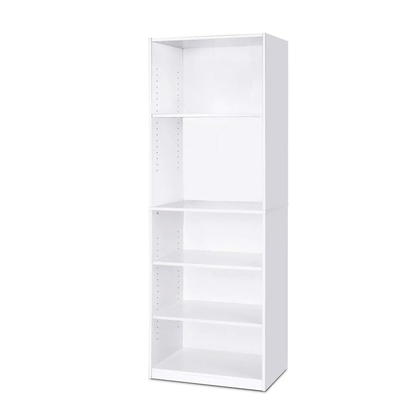 Modern white five-shelf bookcase by HomePacific with adjustable shelves on Tampa Home & Garden Store