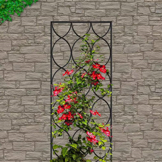 Modern 6-Ft Outdoor Metal Garden Trellis with Black Powder Coated Finish - Tampa Home & Garden Store