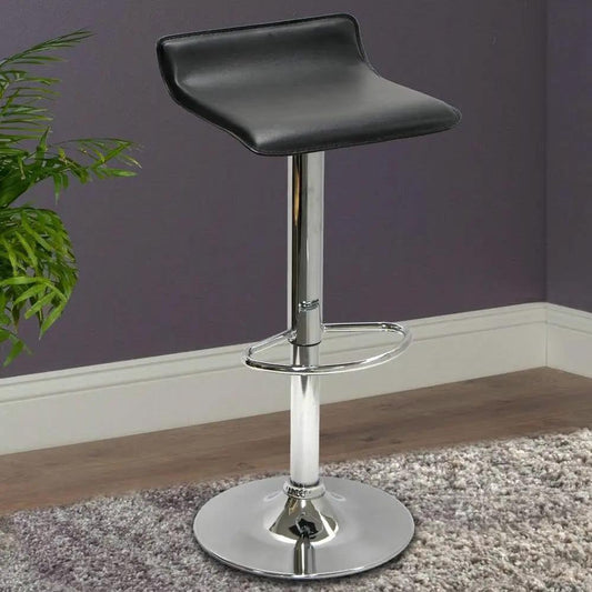Modern Air-Lift adjustable bar stool with black PVC seat and chrome pedestal base by HomePacific on Tampa Home & Garden Store
