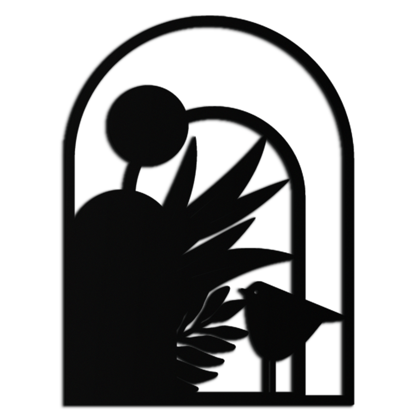 Modern Archway with Bird & Plants Metal Wall Art – Abstract Nature-Inspired Black Steel Decor for Contemporary Interiors- KAF438 - Tampa Home & Garden Store