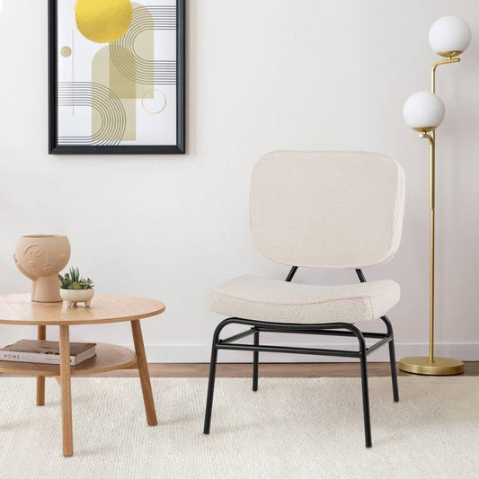 Modern Beige Upholstered Ergonomic Padded Accent Chair - Tampa Home & Garden Store