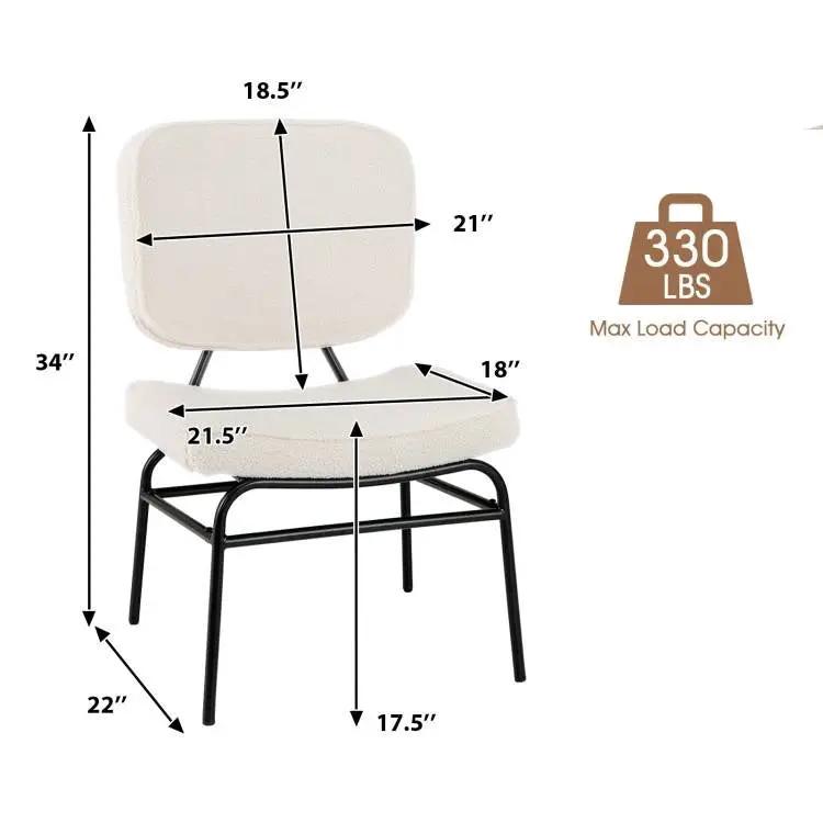 Beige sherpa upholstered ergonomic accent chair with black metal legs 330 lb capacity on Tampa Home & Garden Store