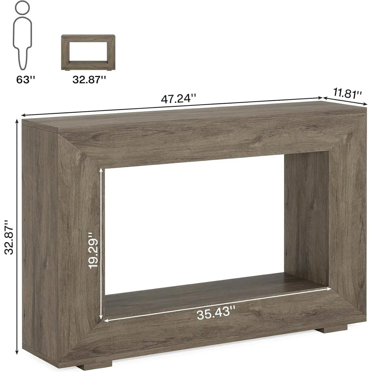Modern Farmhouse 47-inch entryway console table in grey wood finish by HomePacific on Tampa Home & Garden Store