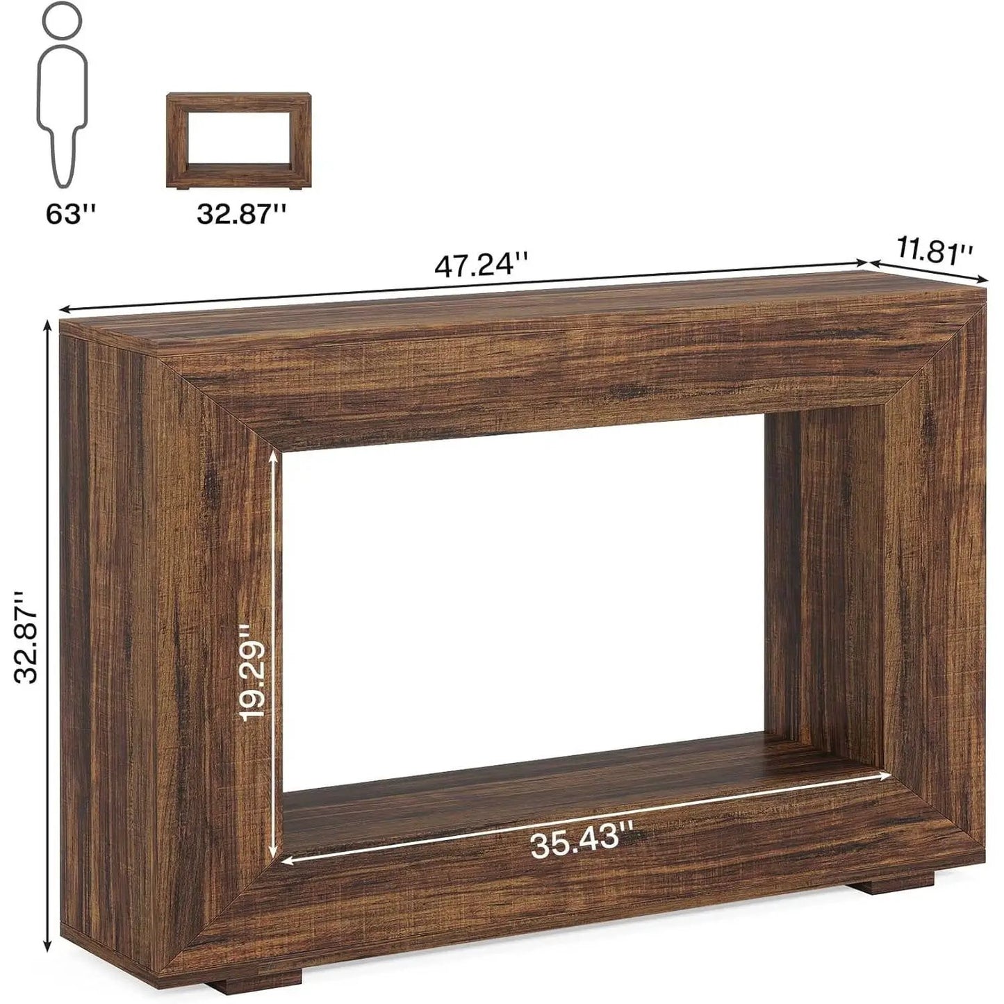Modern Farmhouse Console Table by HomePacific in rustic brown wood 47.24W x 11.81D x 32.87H on Tampa Home & Garden Store