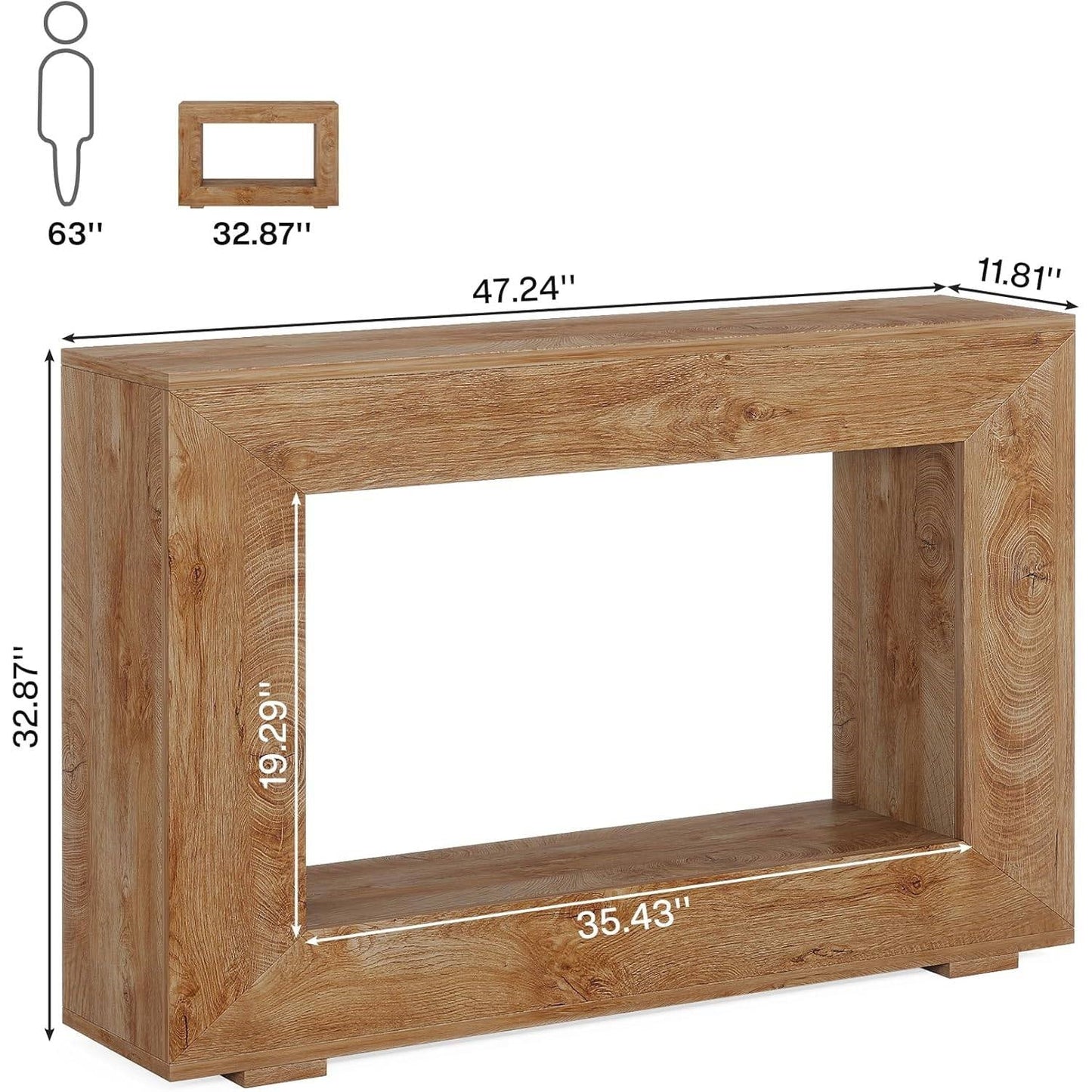 Modern Farmhouse 47-inch Long Entryway or Sofa Table in Brown Wood Finish - Tampa Home & Garden Store