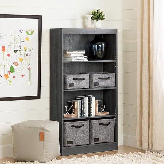 Modern Four Shelf Bookcase in Grey Oak Wood Finish - Tampa Home & Garden Store