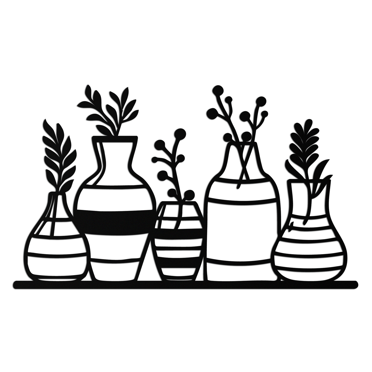 Modern Minimalist Vase Silhouette Metal Wall Art – Geometric Botanical Decor for Living Spaces- KAF631 - Tampa Home & Garden Store