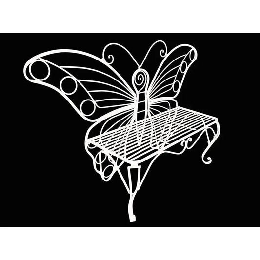 Modern Outdoor Butterfly Garden Bench in White Metal Finish - Tampa Home & Garden Store
