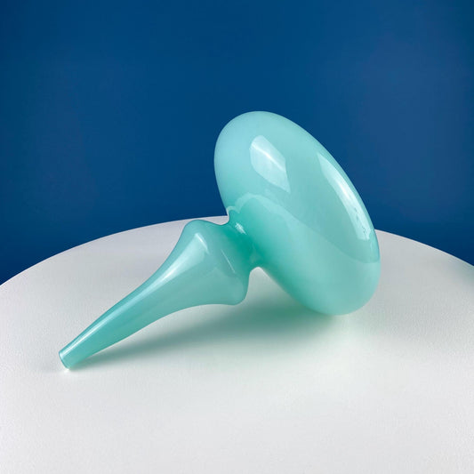 Modern Sky Blue Hand Blown Curvilinear Glass Vase. Beautiful Smooth Opaque Lt. Blue Glass Modern Home Decor. Interior Design Ideas. - Tampa Home & Garden Store