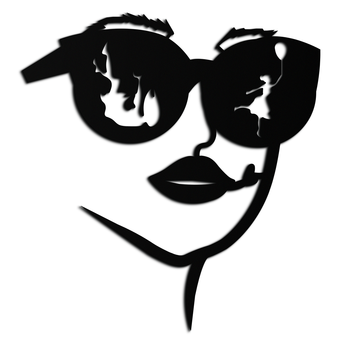 Modern Woman Face with Sunglasses Metal Wall Art – Abstract Reflective Scene Black Steel Decor for Contemporary Interiors- KAF460 - Tampa Home & Garden Store
