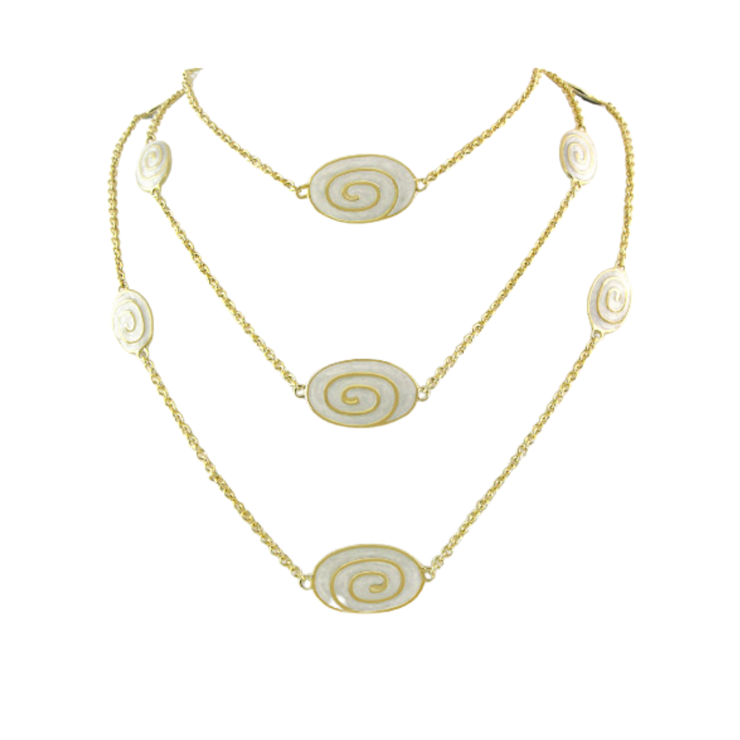 Signature Swirl Necklace by Lauren G Adams, gold-tone layered chain with spiral shell pendants on Tampa Home & Garden Store