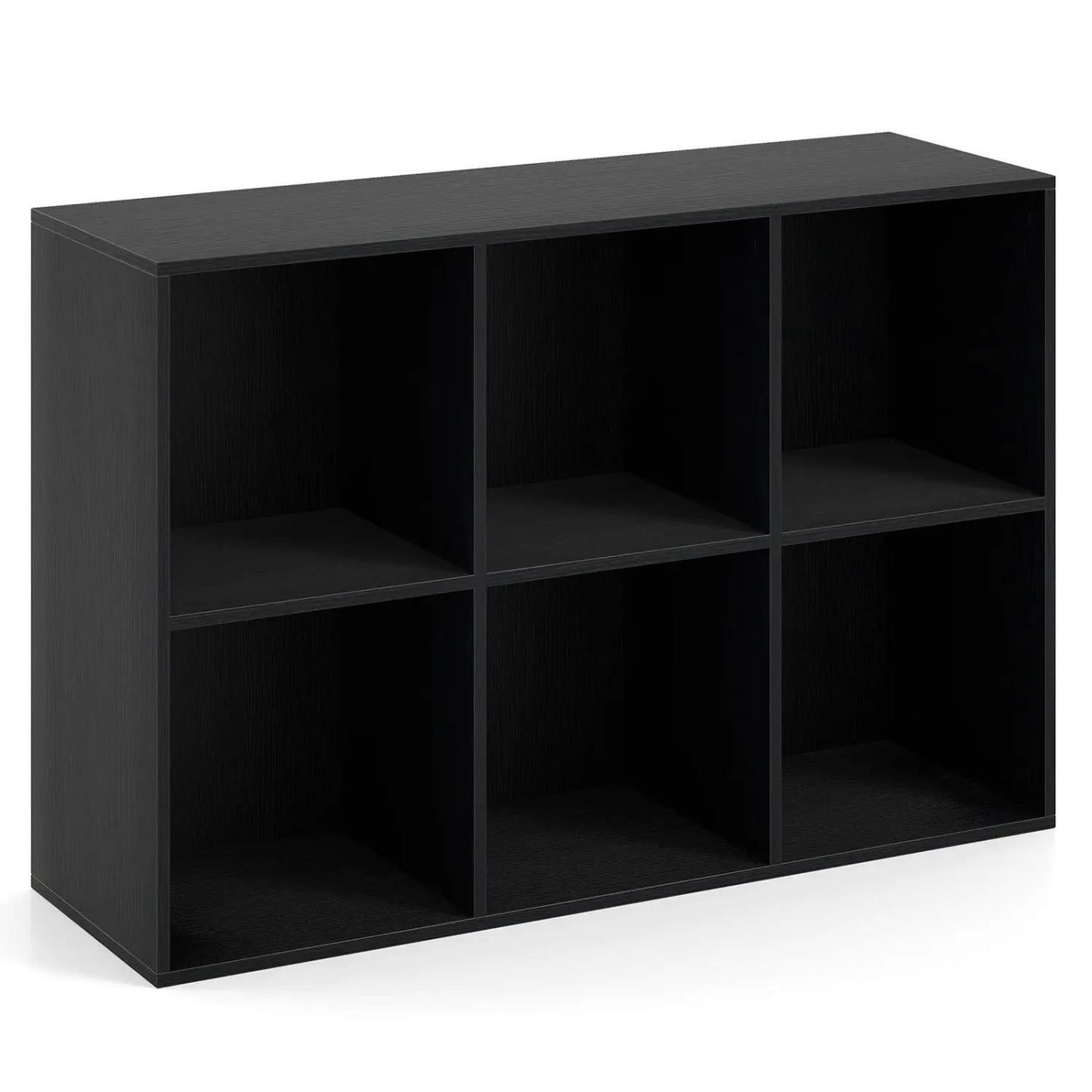 Modern 6-Cube Bookcase in black wood-grain finish with anti-tip kits, modular storage on Tampa Home & Garden Store
