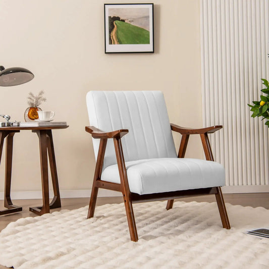 Modern Accent Chair Leisure Armchair with Felt Pads-Beige - Tampa Home & Garden Store