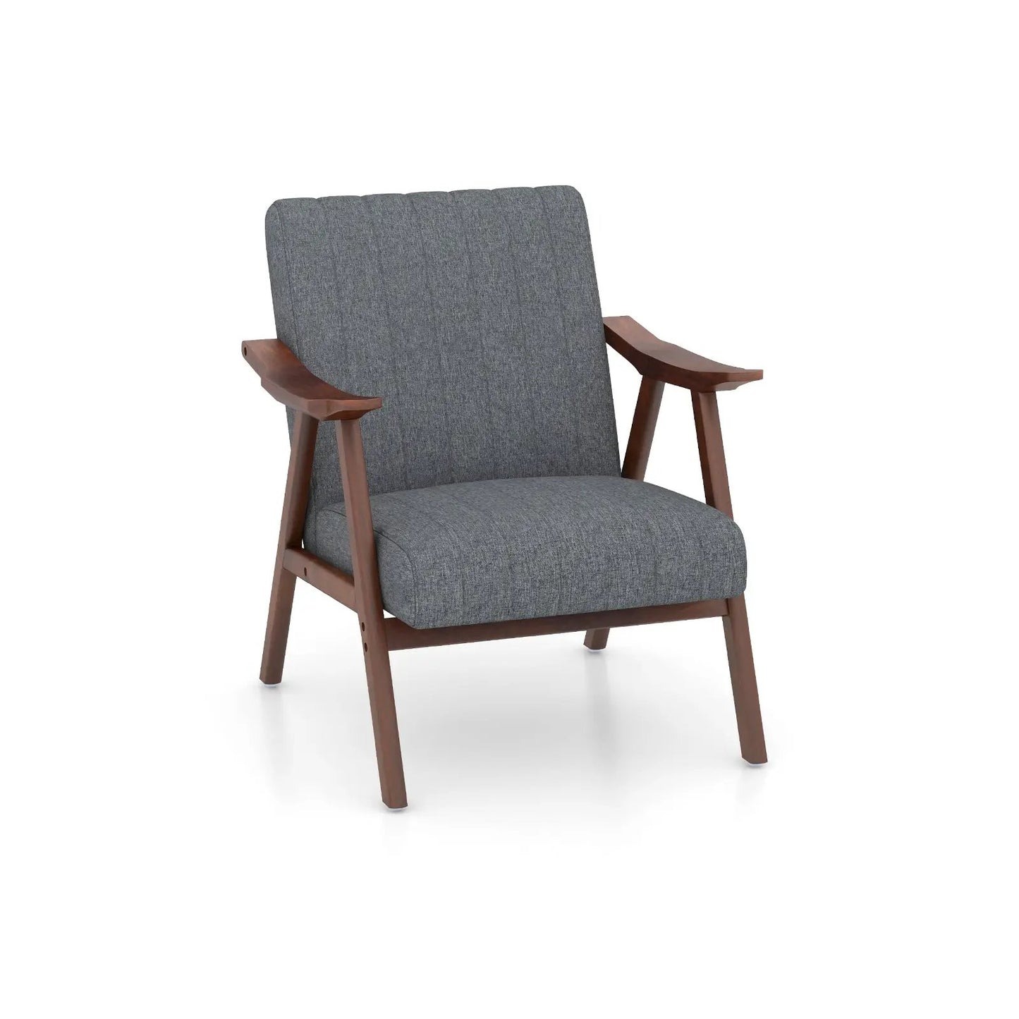 Modern Accent Armchair with grey fabric and wooden arms DirectDeals with felt pads on Tampa Home & Garden Store