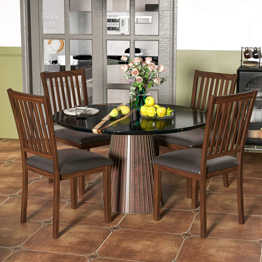 Upholstered Modern Dining Chair Set of 2 with Slanted High Backrest-Brown - Tampa Home & Garden Store