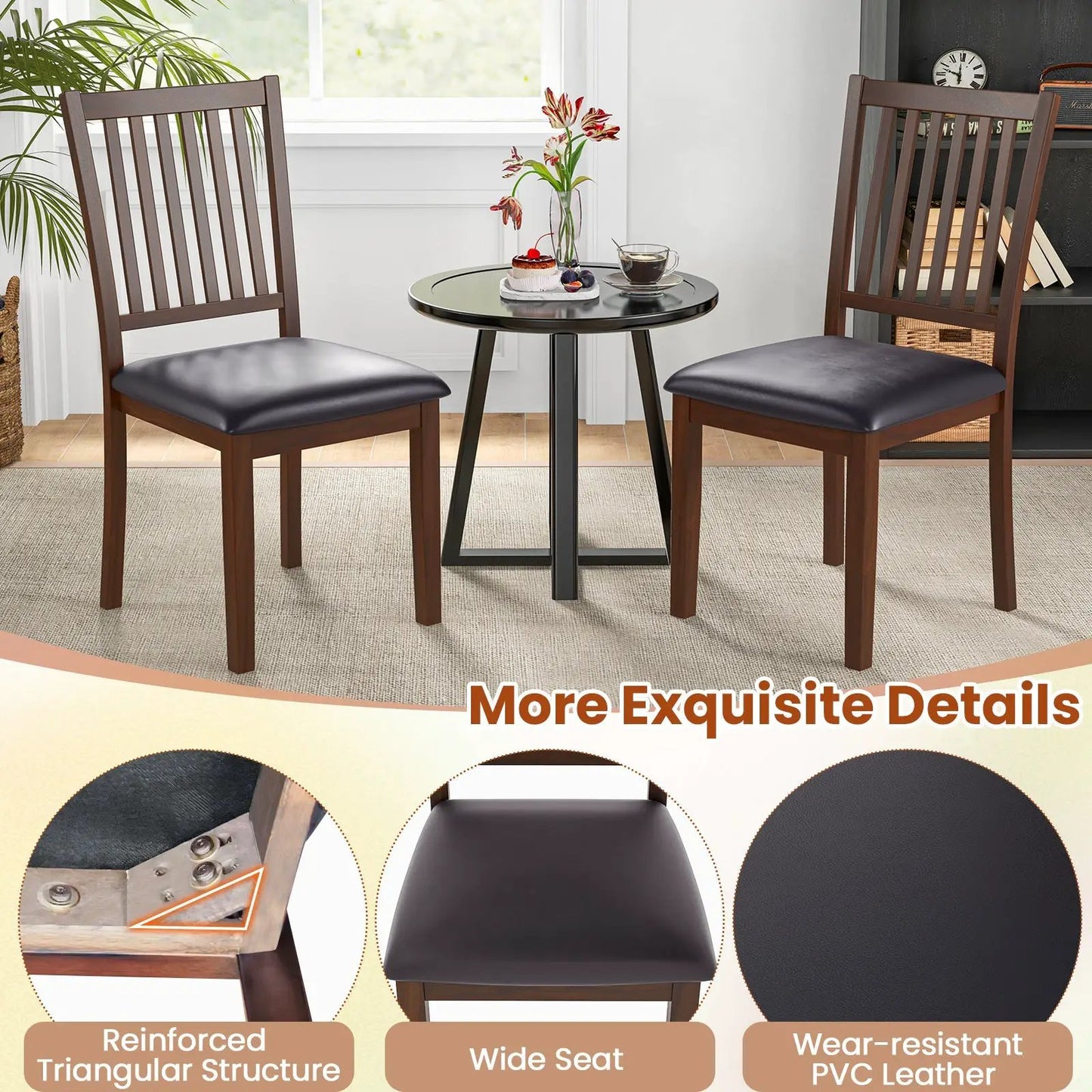 Modern dining chairs set of 2 with slanted back upholstered seats on Tampa Home & Garden Store