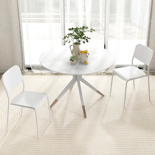 Modern Dining Chairs Set of 4 with Tilted Backrest and Sturdy Metal Legs-White - Tampa Home & Garden Store