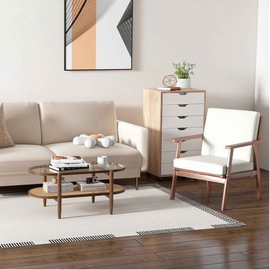 Modern Living Room Set: Loveseat Armchair Side Table & Coffee Table