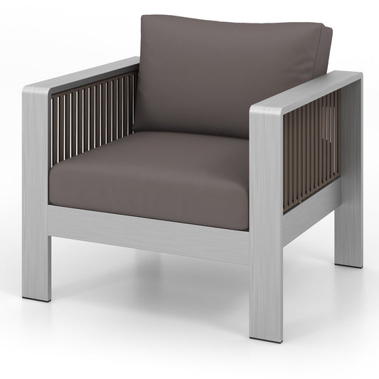 Patio Furniture Aluminum Armchair with Thick Back and Seat Cushion - Tampa Home & Garden Store