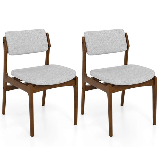 Modern padded dining chairs with rubber wood legs, light gray fabric, set of 2 on Tampa Home & Garden Store