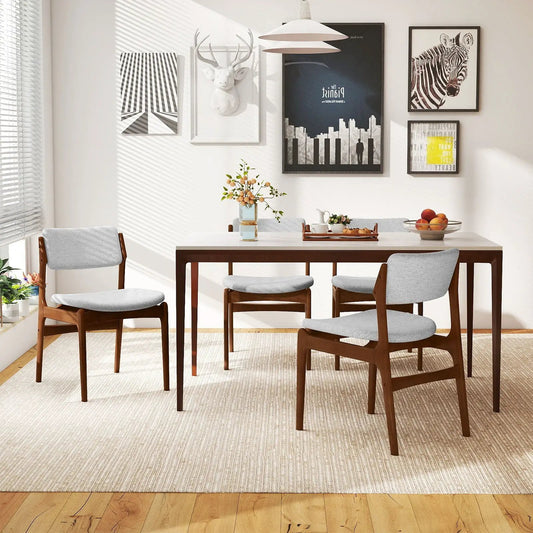 Modern padded dining chairs set of 4 with gray upholstery and rubber wood legs on Tampa Home & Garden Store