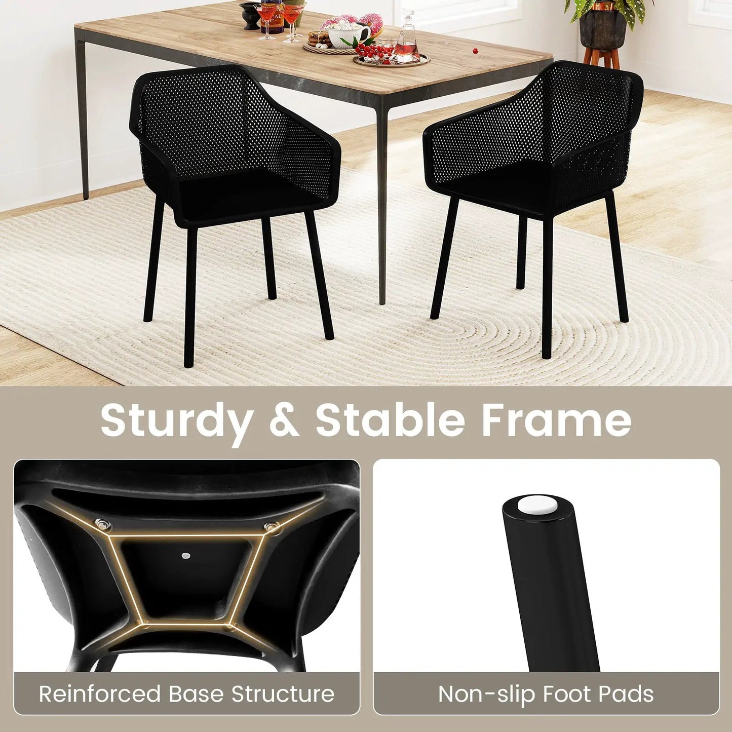 Plastic dining chairs set of 4 with black mesh back and metal legs DirectDeals on Tampa Home & Garden Store